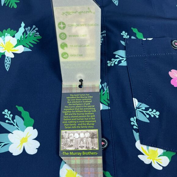 William Murray Shirt Mens S Short Sleeve Button Up Blue Floral Pattern Golf NEW - Picture 11 of 14